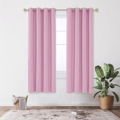 Deconovo Blackout Eyelet Curtians 55x69 Inch Pink 2 Panels