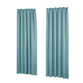 Deconovo Blackout Pencil Pleat Curtains Thermal Insulated Curtains Blackout Curtains for Bedroom Sky Blue W55 x L96 Inch 2 Panels