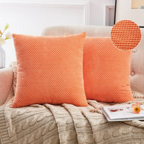 Deconovo Corduroy Cushion Covers 40cm x 40cm, Soft Granule Throw Pillow Covers, Square Pillow Cases, Orange, Pack of 2