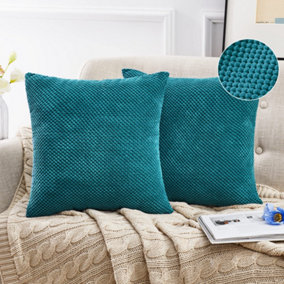 Deconovo Corduroy Dark Teal Cushion Covers 50cm x 50cm, Granule Throw Pillow Covers with Invisible Zipper, 2 Pieces