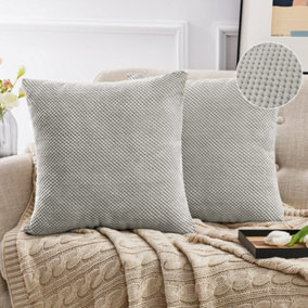 Deconovo Corduroy Dot Light Grey Cushion Covers 45cm x 45cm, Soft Home Decorative Throw Pillow Covers, Set of 2