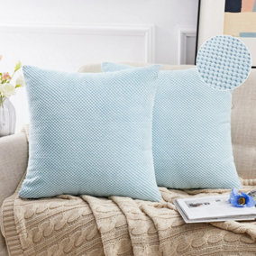 Deconovo Corduroy Granule Dark Teal Cushion Covers 55x55cm, Fluffy Throw Pillow Covers Pillowcases with Invisible Zipper, 2 Pieces