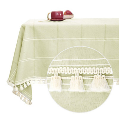 Crochet Lace Tablecloth With Tassel | Rectangular Table Cover 55x79 Inch For Wedding Party - View #6