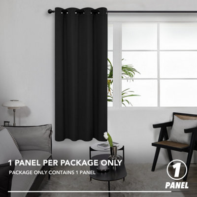 Deconovo Curtain Eyelet Thermal Insulated Bedroom Blackout Curtain Ring Top Blackout Curtain 46x72 Inch Black 1 Panel