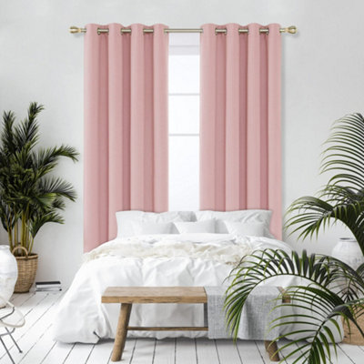 Deconovo Curtains Blackout Curtains Thermal Insulated Curtains Eyelet Curtains for Living Room Blush Pink 52 x 63 Inch One Pair