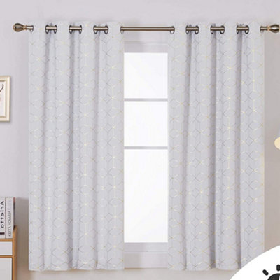 Deconovo Curtains, Room Darkening Curtains, Gold Diamond Printed Eyelet ...