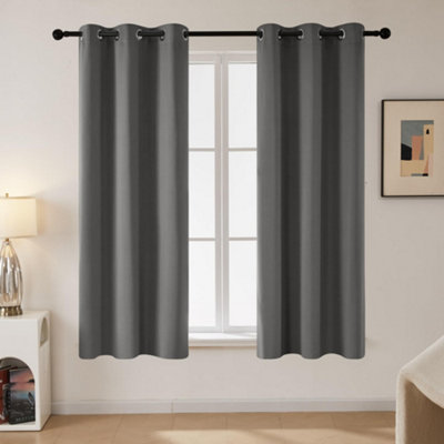 Deconovo Curtains Thermal Insulated Blackout Curtains Blackout Eyelet Curtains for Windows Light Grey 42 x 90 Inch 2 Panels