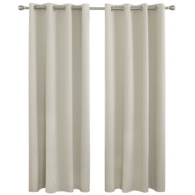 Deconovo Curtains Thermal Insulated Curtains Energy Saving Eyelet Blackout Curtains W52 x L90 Inch Beige 2 Panels