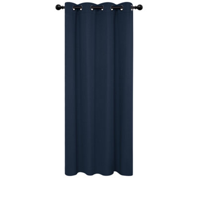 Deconovo Door Curtain Thermal Insulated Curtain Eyelet Blackout Curtain Single Curtain for Door 52"x 84" Navy Blue 1 Panel