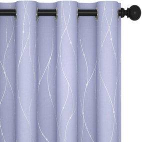 Deconovo Dot Line Decorative Super Soft Thermal Insulated Energy Saving Blackout Curtains, Light Purple, W46 x L54 Inch, 2 Panels