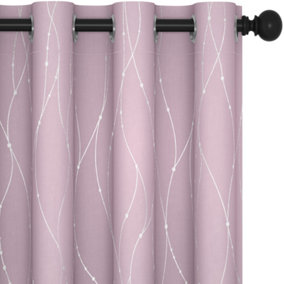 Deconovo Dotted Line Foil Printed Blackout Curtains Thermal Insulated  Room Darkening Curtains W52 x L63 Inch Light Pink 2 Panels