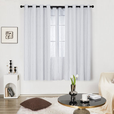 Dinosaur Blackout Curtains For Kids Room - Silver Foil Print, Thermal Insulated, 84 Inches Long, 2 Panels