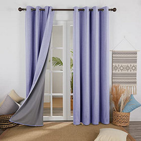 Deconovo Energy Saving Blackout Eyelet Curtains Window Treatment for Kids with Coating Back Layer 46 x 72 Inch Light Purple 1 Pair