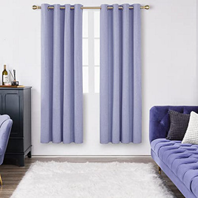 Deconovo Energy Saving Blackout Eyelet Curtains Window Treatment for Kids with Coating Back Layer 46 x 72 Inch Light Purple 1 Pair