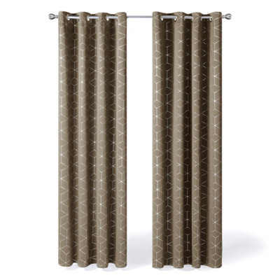 Deconovo Linen Effect 100% Blackout Eyelet Curtains Energy Saving