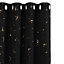 Deconovo Eyelet Blackout Curtains, Gold Constellation Printed Curtains for Living Room, 66 x 90 Inch (W x L), Black, 1 Pair