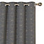 Deconovo Eyelet Blackout Curtains, Gold Diamond Printed Thermal Insulated Ring Top Curtains, W46 x L90 Inch, Grey, One Pair