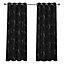 Deconovo Eyelet Blackout Curtains, Gold Wave Foil Printed Curtains, Thermal Insulated Curtains, W52 x L72 Inch, Black, 1 Pair