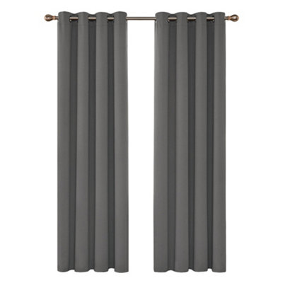 Deconovo Eyelet Blackout Curtains Thermal Curtains Ring Top Curtains for Living Room Light Grey 42 x 84 Inch 2 Panels