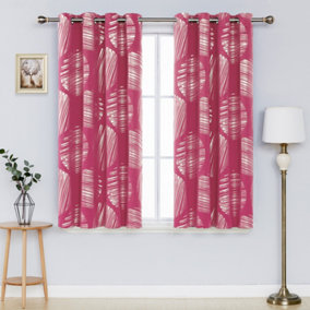 Deconovo Eyelet Blackout Curtains, Thermal Insulated Silver Foil Printed W46xL72 Inch Pink 1 Pair