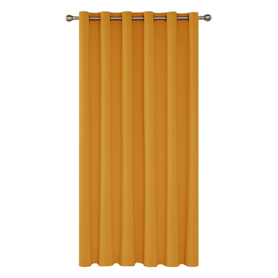 Deconovo Eyelet Blackout Soild Noise Reduction Window Treatment Thermal Insulated Wide Curtain 80 x 84 Inch Orange Flame 1 Panel