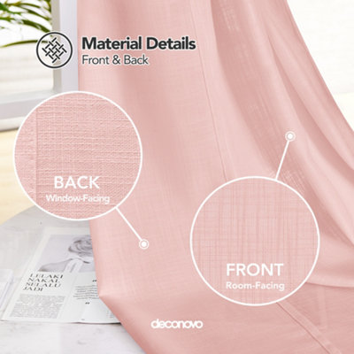 Deconovo Eyelet Curtains Semi Transparent Sheer Voile Curtains for Windows 55 x 110 Inch Pink Two Panels