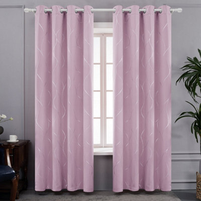 Deconovo Eyelet Curtains, Thermal Insulated Blackout Curtains, Silver ...