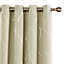 Deconovo Eyelet Door Curtains Thermal Curtains, Silver Wave Line Foil Printed Blackout Curtains, W52 x L84 Inch, Beige, 1 Pair