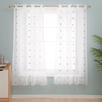 Deconovo Eyelet Star Embroidery Voile Curtains Decorative Net Curtains ...