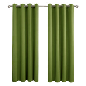 Deconovo Eyelet Thermal Insulated Blackout Curtains Energy Saving Curtains Blackout Curtains 42 x 84 Inch Green 2 Panels
