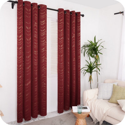 Deconovo Foil Printed Blackout Curtains 46 x 54 Inch Dark Red 2 Panels ...