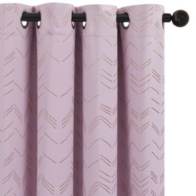 Deconovo Foil Printed Blackout Curtains 46 x 54 Inch Light Pink 2 Panels Thermal Insulated Window Eyelet Curtains Bedroom Curtains