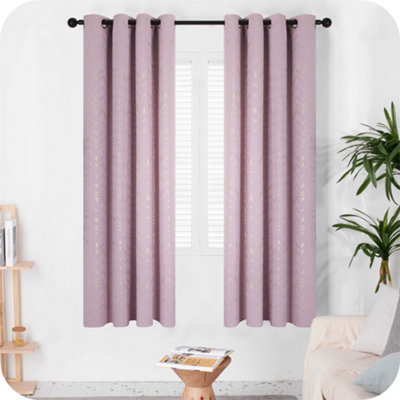 Deconovo Foil Printed Blackout Curtains 46 x 54 Inch Light Pink 2 ...