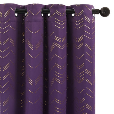 Deconovo Foil Printed Blackout Curtains 46 x 54 Inch Purple Grape 2 ...