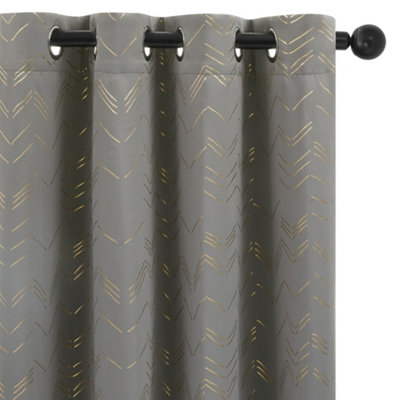 Deconovo Foil Printed Blackout Curtains 66 x 72 Inch Light Grey 2 ...