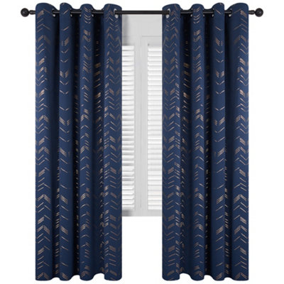 Deconovo Foil Printed Blackout Curtains Thermal Insulated Window Eyelet ...