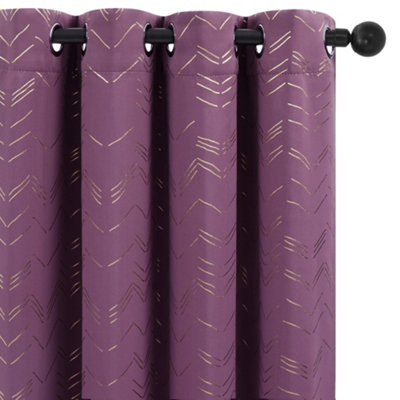 Deconovo Foil Printed Blackout Curtains Thermal Insulated Window Eyelet ...