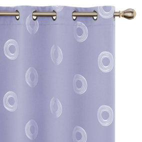Deconovo Foil Printed Circle Thermal Curtains 55 x 72 Inch Light Purple 2 Panels Super Soft Ring Top Blackout Curtains