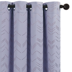 Deconovo Foil Printed Thermal Curtains 46 x 72 Inch Light Purple 2 Panels Super Soft Ring Top Blackout Curtains for Bedroom