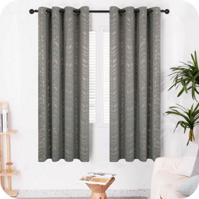 Deconovo Foil Printed Thermal Curtains 66 x 54 Inch Light Grey 2 Panels ...