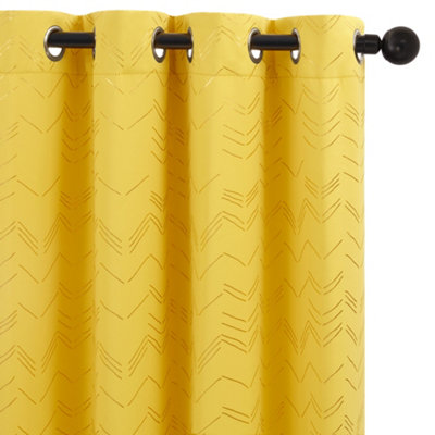 Deconovo Foil Printed Window Treatment 46 x 90 Inch Mellow Yellow