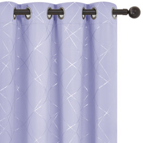 Deconovo Foil Printed Window Treatment Thermal Insulated Super Soft Eyelet Blackout Curtains 46x90 Inch Light Purple 2 Panels