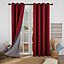 Deconovo Full Blackout Curtains Energy Efficiency Eyelet Curtains with Coating Back Layer 52 x 54 Inch Red 1 Pair