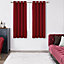 Deconovo Full Blackout Curtains Energy Efficiency Eyelet Curtains with Coating Back Layer 52 x 54 Inch Red 1 Pair