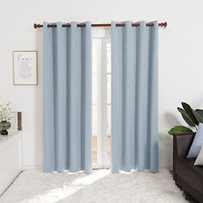 Deconovo Full Blackout Curtains Eyelet Thermal Curtains Window Curtains for Boys Bedroom, 52 x 90 Inch(W x L), Baby Blue, 2 Panels