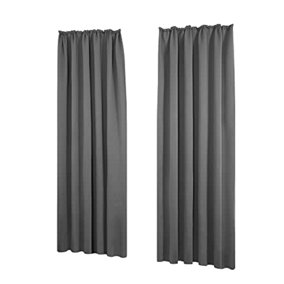 Deconovo Functional Blackout Curtains Pencil Pleat Thermal Insulated Curtains for Living Room W55"x L82" Light Grey Two Panels