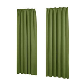 Deconovo Functional Pencil Pleat Curtains Solid Blackout Curtains Thermal Insulated Curtains for Doors W55"x L79" Green One Pair