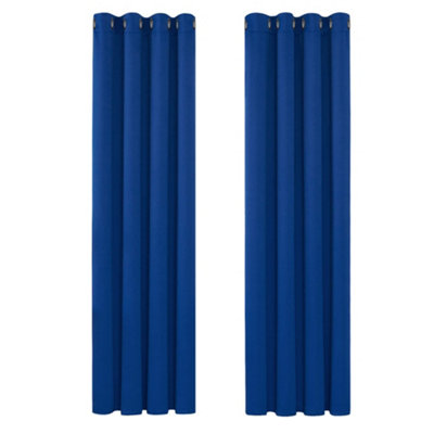 Deconovo Functional Thermal Curtains Blackout Curtains Eyelet Curtains for Boys Bedroom, Royal Blue, 52 x 95 Inch, One Pair