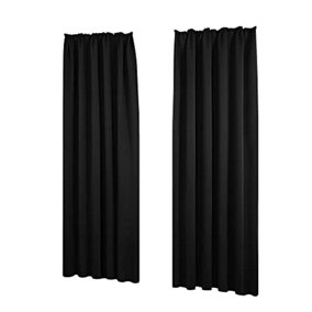 Deconovo Functional Thermal Insulated Curtains Blackout Curtains Pencil Pleat Curtains for Bedroom Black W55 x L96 Inch 2 Panels