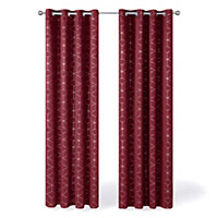 Deconovo Home Decoration Blackout Curtains, Diamond Printed Eyelet Thermal Imsulated Curtains, W52 x L63 Inch, Red, One Pair